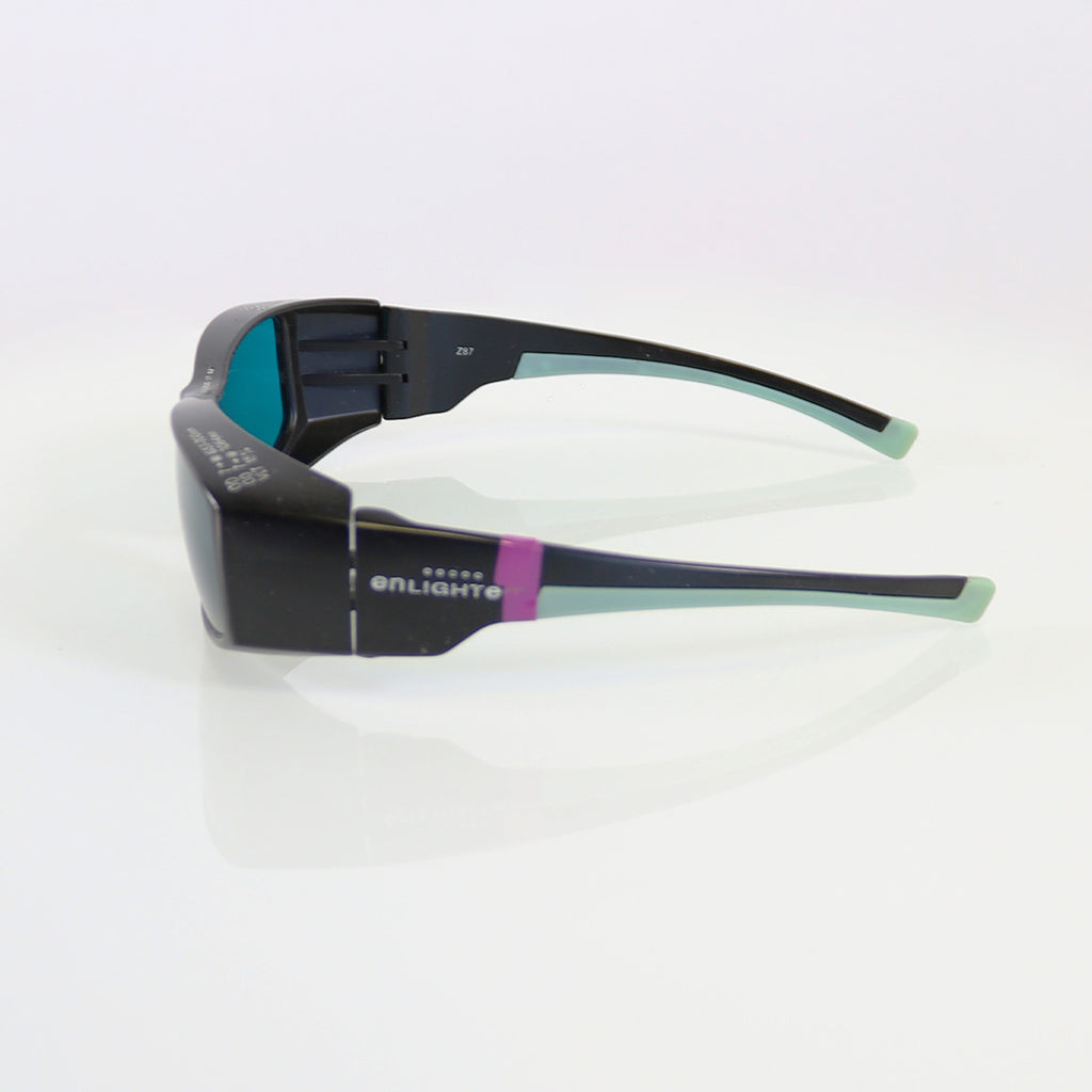 EnLighten Optic PPE Laser Safety Glasses Black Frame Aqua Lens 670nm 1064nm OD7