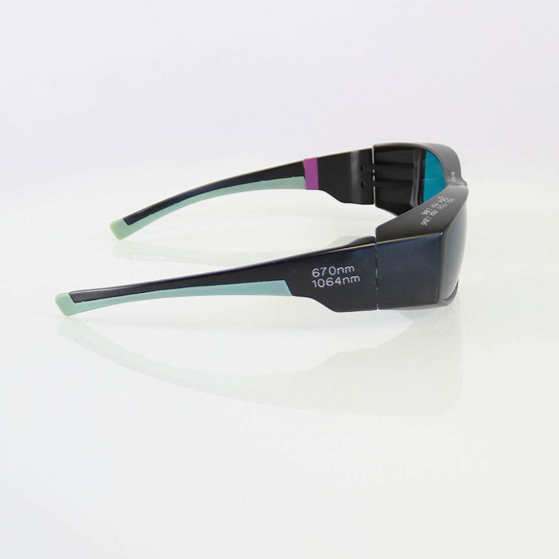 EnLighten Optic PPE Laser Safety Glasses Black Frame Aqua Lens 670nm 1064nm OD7