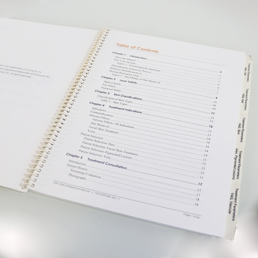 Cynosure Lasers Elite Acclaim Apogee Clinical Reference Manual Operator Guide