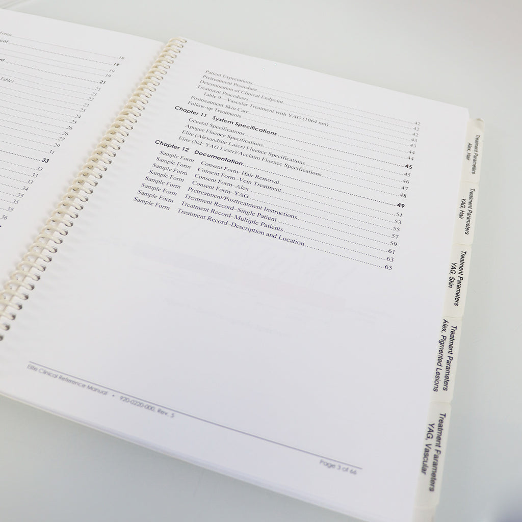 Cynosure Lasers Elite Acclaim Apogee Clinical Reference Manual Operator Guide