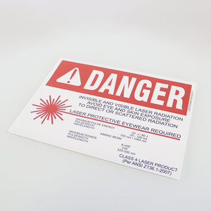 Danger Laser Radiation Warning Sign Decal Protective Eyewear Required 2157-40-8424