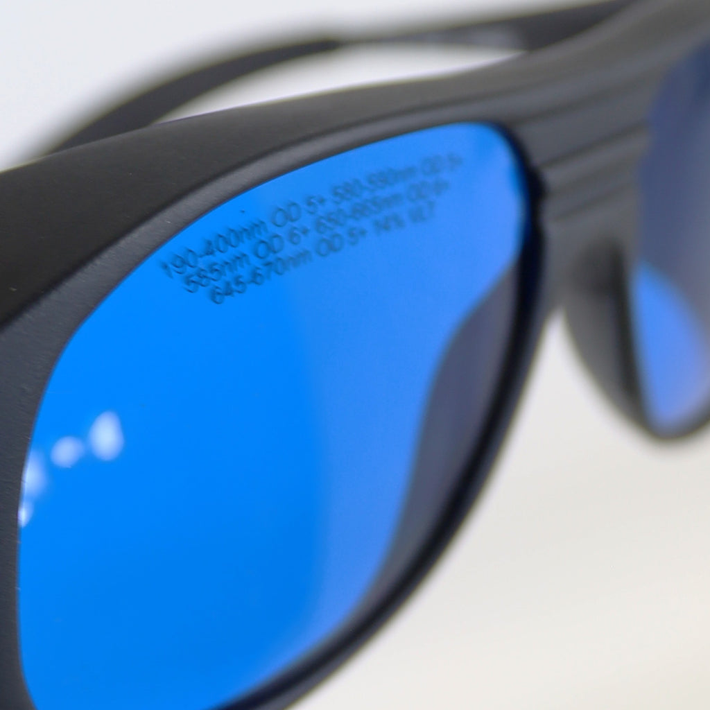 Lutronic Optic PPE Laser Safety Glasses Black Blue Lens 580-670 OD5 585-665 OD6