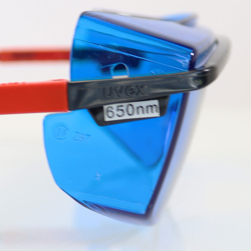 UVEX Optic PPE Laser Safety Glasses Black Frame Blue Lens 650nm OD5 312-9051 Z87