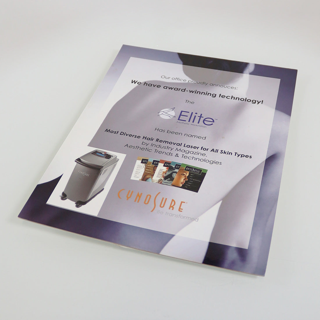 Cynosure Elite Laser Marketing Counter Advertising Display A-Frame Stand 8.5x11