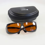 Laser Optic PPE Safety Glasses Black Frame Cracked Orange Lens 532 940 1064 OD6+