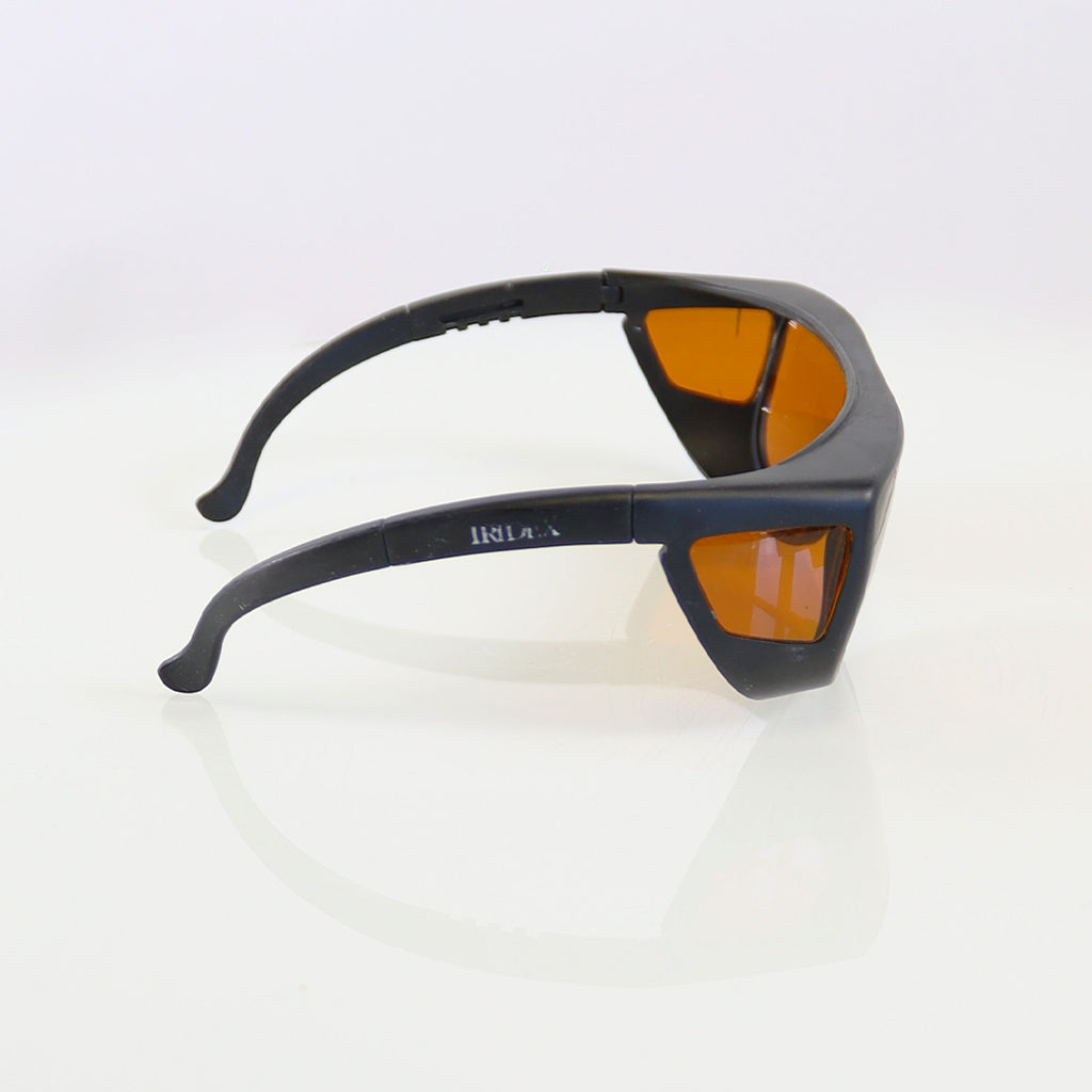 Laser Optic PPE Safety Glasses Black Frame Cracked Orange Lens 532 940 1064 OD6+