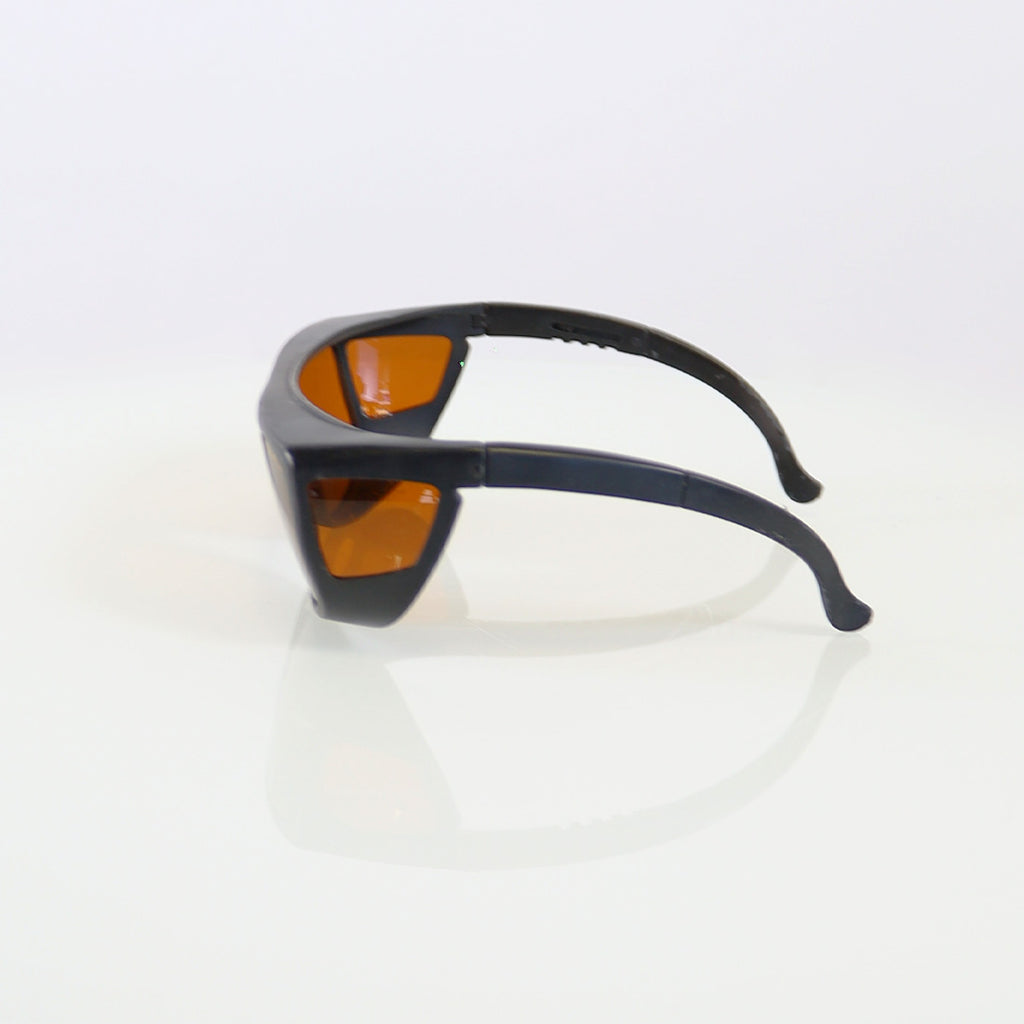 Laser Optic PPE Safety Glasses Black Frame Orange Lens 532 755 1064 OD7+ Cracked