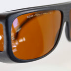 Laser Optic PPE Safety Glasses Black Frame Orange Lens 532 755 1064 OD7+ Cracked