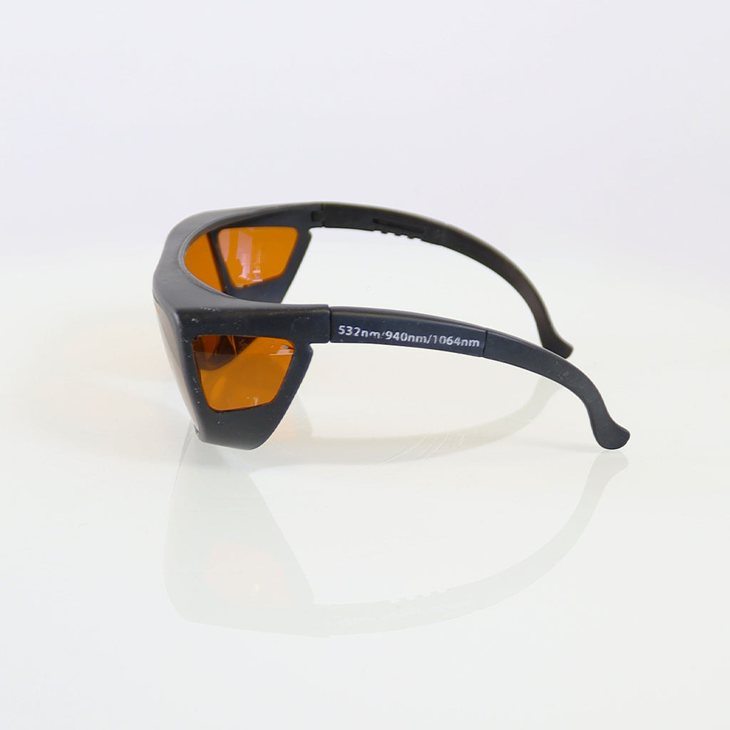 Laser Optic PPE Safety Glasses Black Frame Orange Lens Cracked 532 940 1064 OD6+
