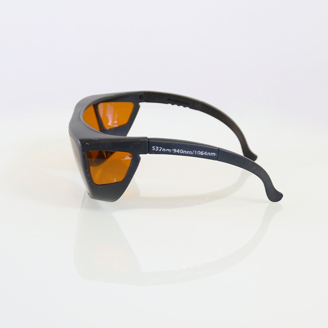 Laser Optic PPE Safety Glasses Black Frame Orange Lens Cracked 532 940 1064 OD6+