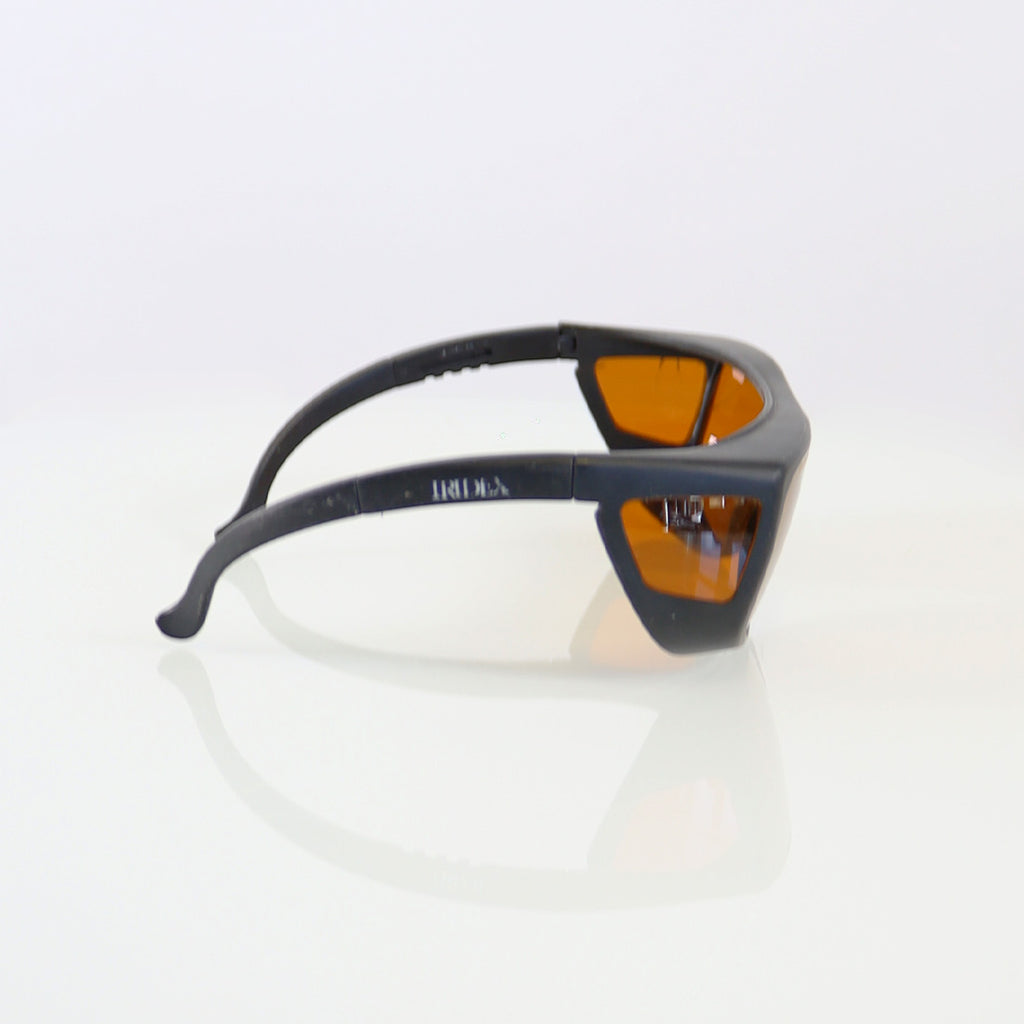 Laser Optic PPE Safety Glasses Black Frame Orange Lens Cracked 532 940 1064 OD6+