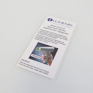 Lumenis M22 Laser Multi-Spot Nd Yag SapphireCool Lightguides Maintenance Sheet
