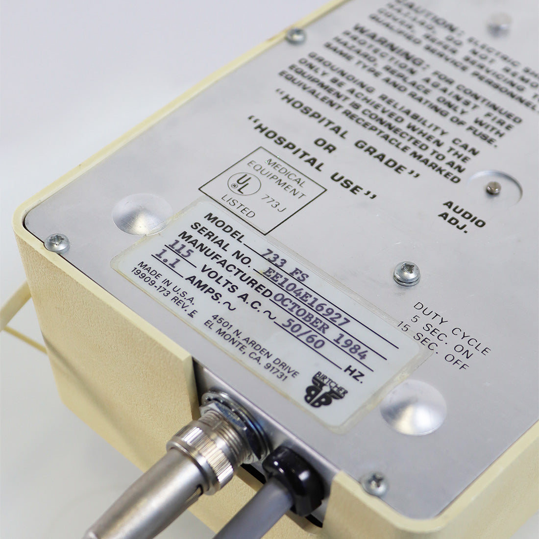 Birtcher Hyfrecator Solid State 733 ESU Electrosurgical Unit 733-FS (1984)