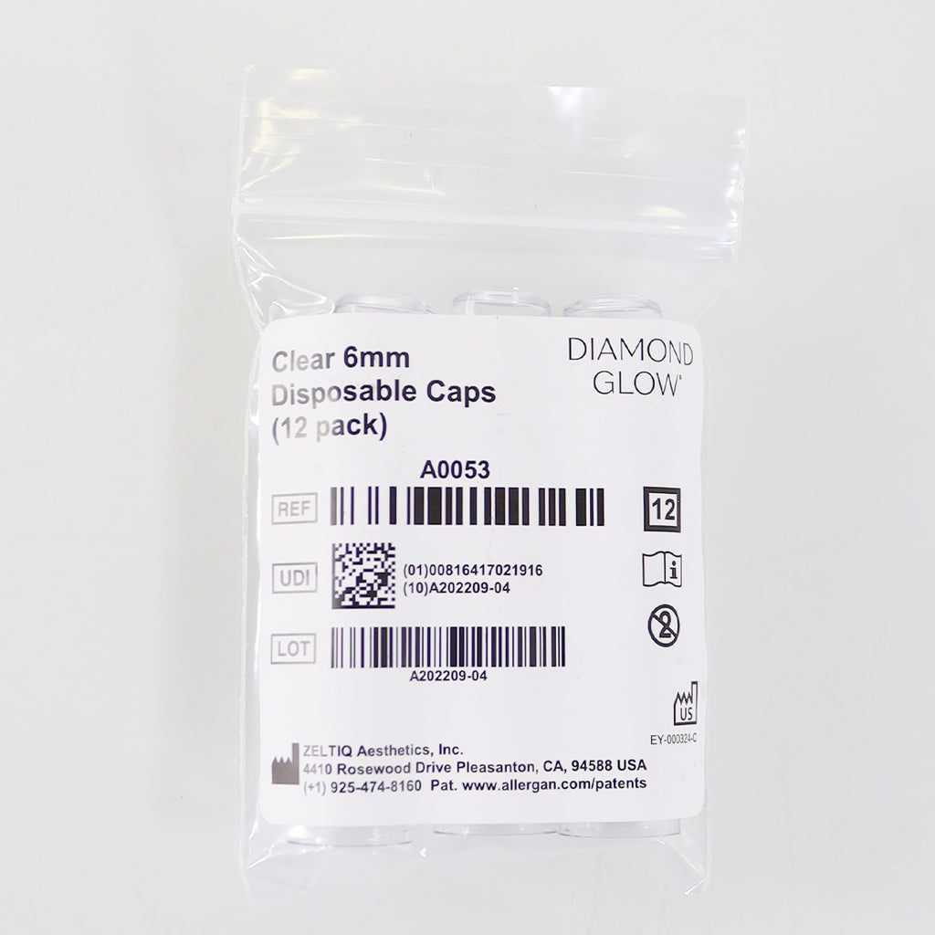 Zeltiq Diamond Glow Clear 6mm Disposable Caps A0053 SilkPeel Tips 12-Pack