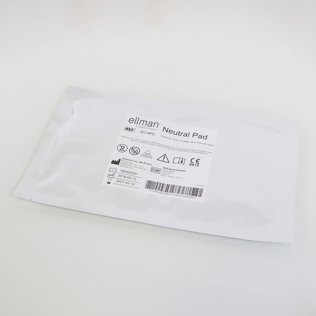 Ellman Cynosure Electrosurgical Large Neutral Split Pad with Cord IEC-NPD, Single