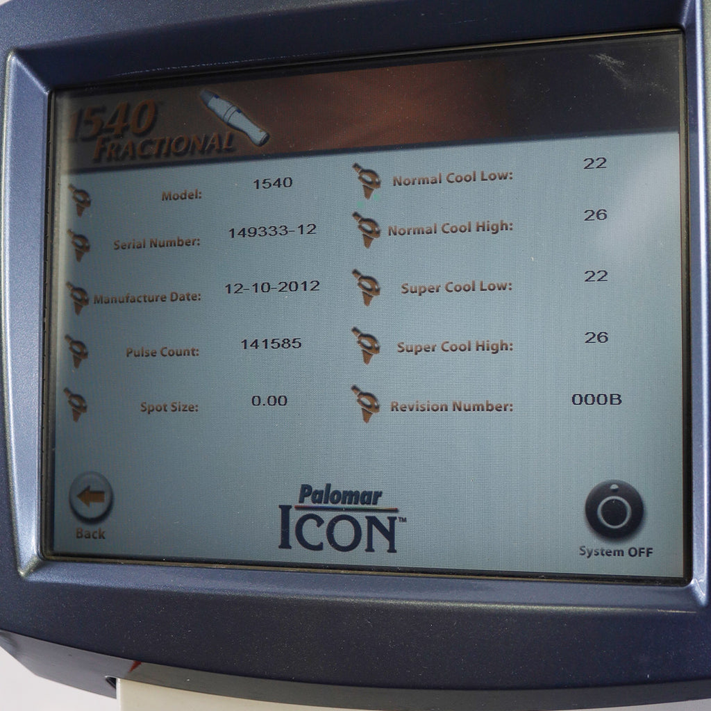 2012 Palomar Icon IPL Laser Fractional 1540 MaxYs Hair Removal Skin Resurfacing