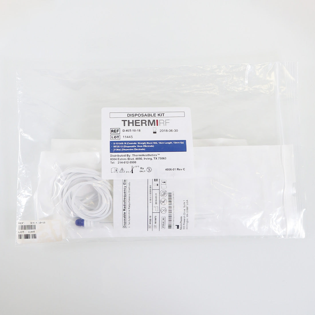 Thermi Aesthetics ThermiRF D-Kit-10-18 Partial Disposable Electrode Kit Straight 2019