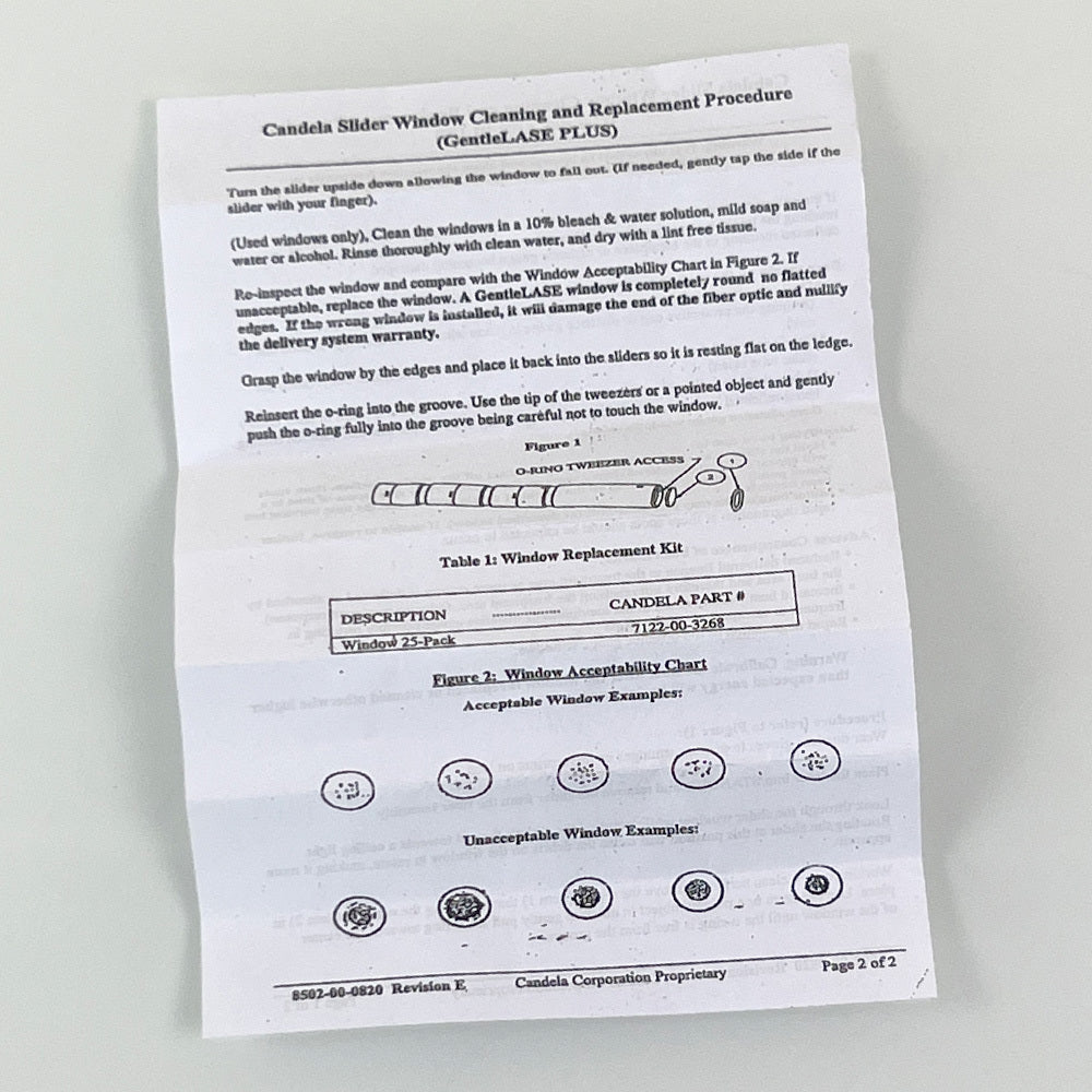Candela GentleLase Plus 16mm Fiber Window Kit Factory NEW 7122-00-3268 25-Pack