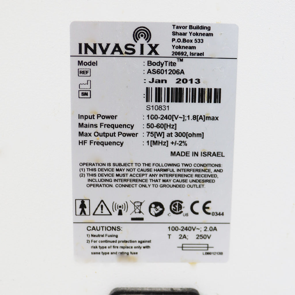 2013 Invasix Fractora titeFX BodyTite BodyFx InMode RF Body Shaping & Contouring