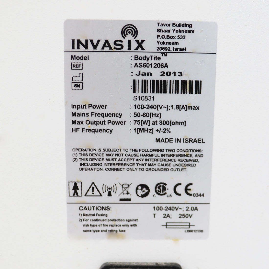 2013 Invasix Fractora titeFX BodyTite BodyFx InMode RF Body Shaping & Contouring