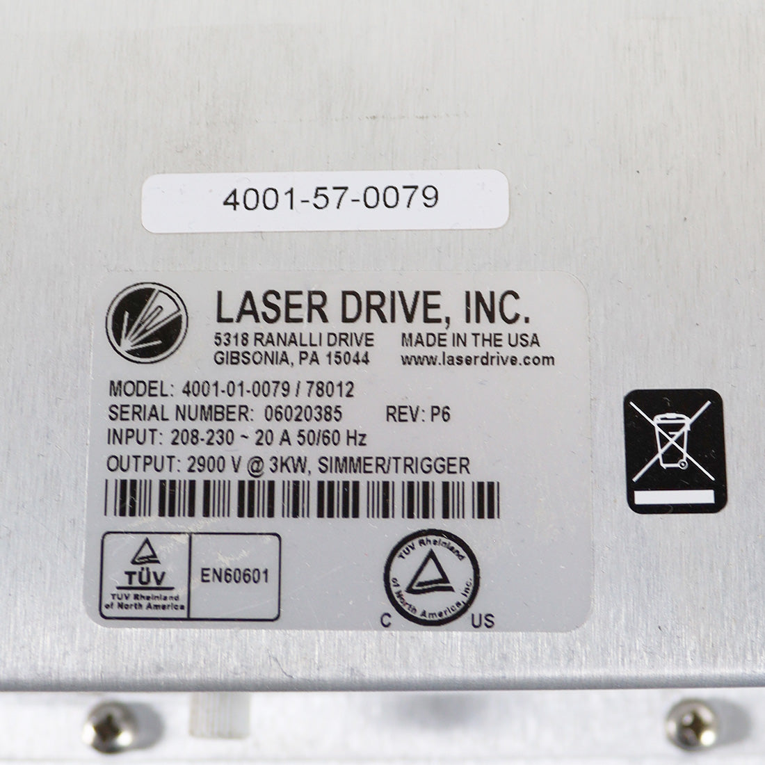 Candela VBeam2 Perfecta Laser HVPS Power Supply 4001-01-0078/78009 Parts As-Is C