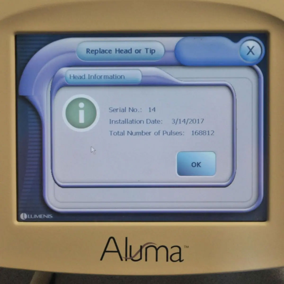 Lumenis Aluma RF Vacuum Handpiece Wrinkle Skin Tightening Applicator SA-0020530