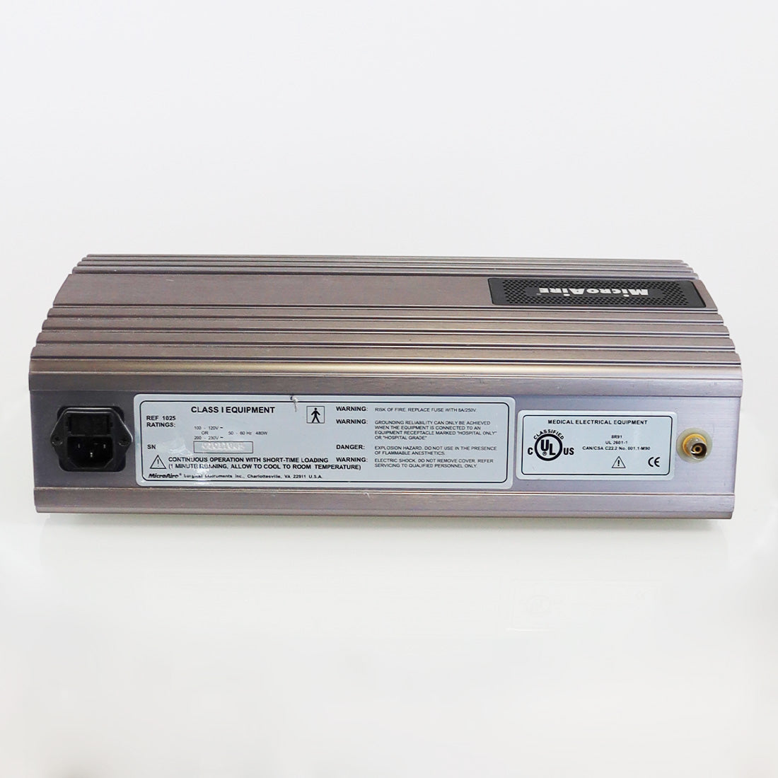 Microaire Surgical Systems 1025 Lipoplasty Electric Console Reciprocating Motion