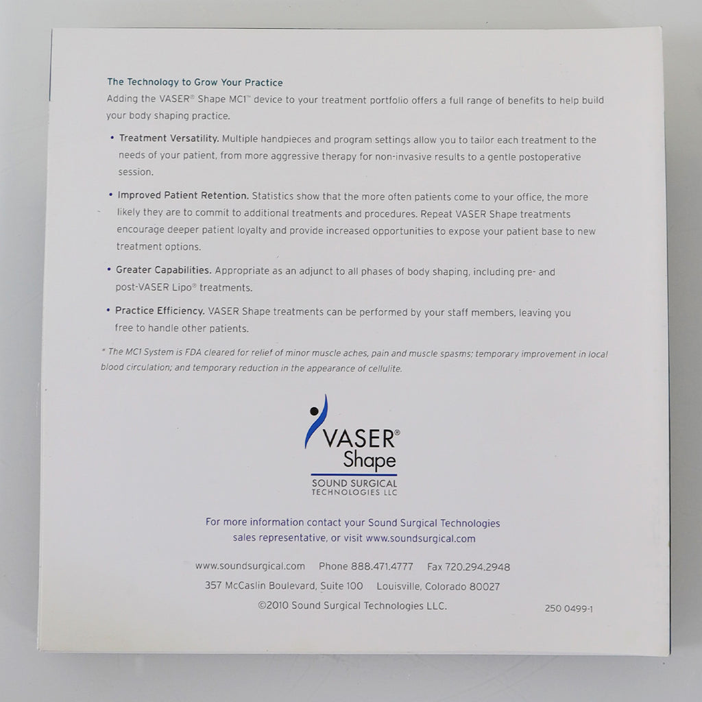 Vaser Shape Sound Surgical MC1 Treatment Portfolio Office Marketing Brochure x32