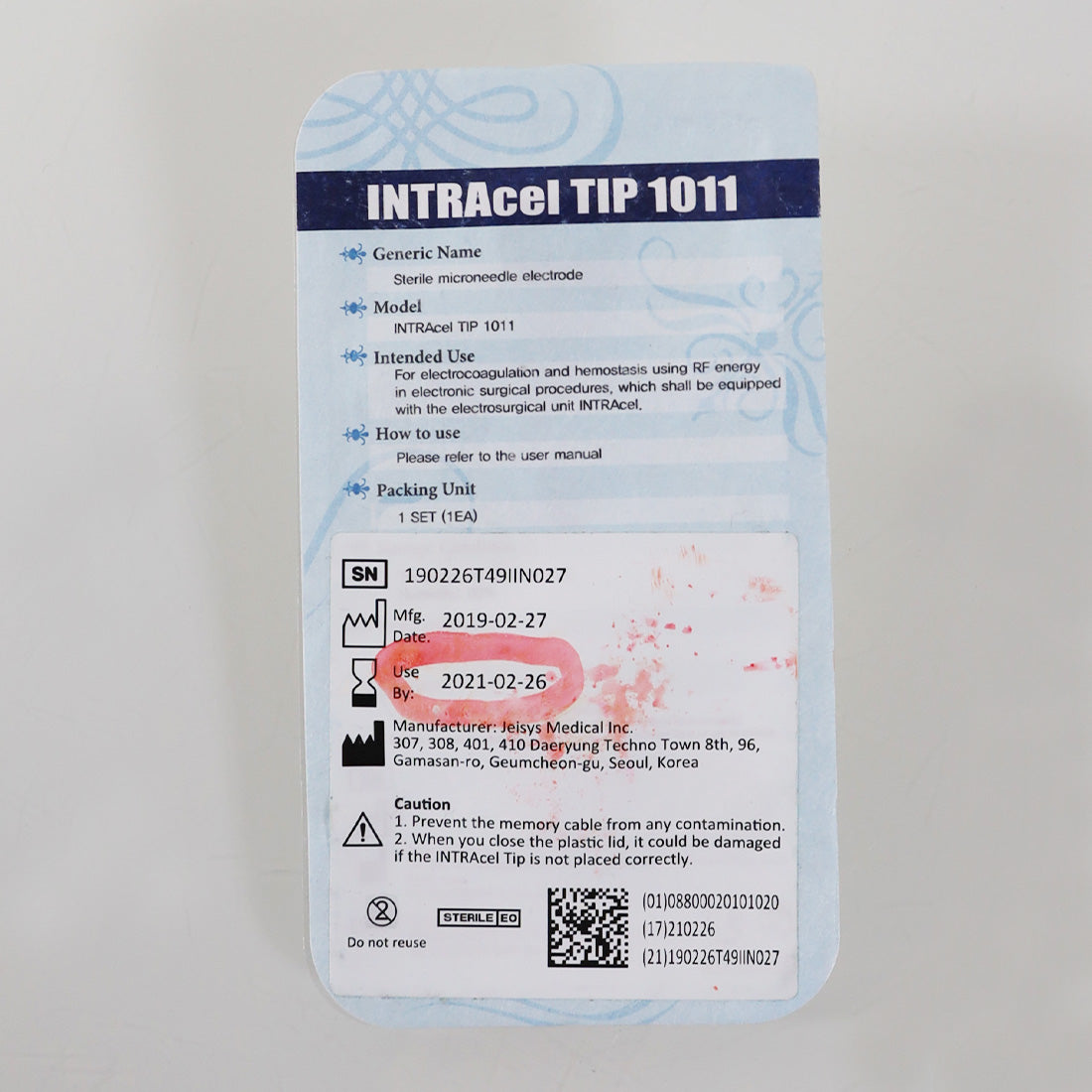 Jeisys Intracel Pro Microneedling Tip 1011 Electrode RadioFrequency RF Exp2/2021