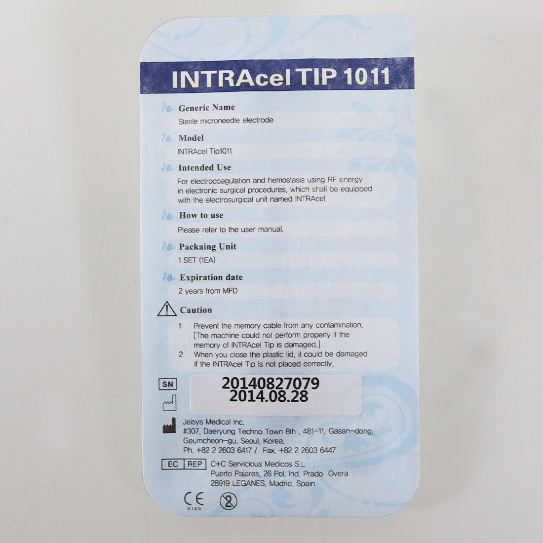 Jeisys Intracel Pro Microneedling Tip 1011 Electrode RadioFrequency RF Exp8/2014