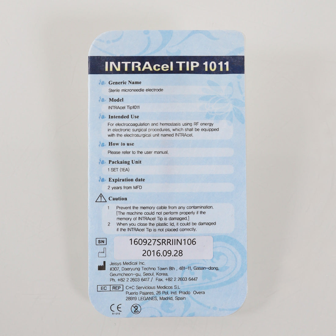 Jeisys Intracel Pro Microneedling Tip 1011 Electrode RadioFrequency RF Exp9/2016