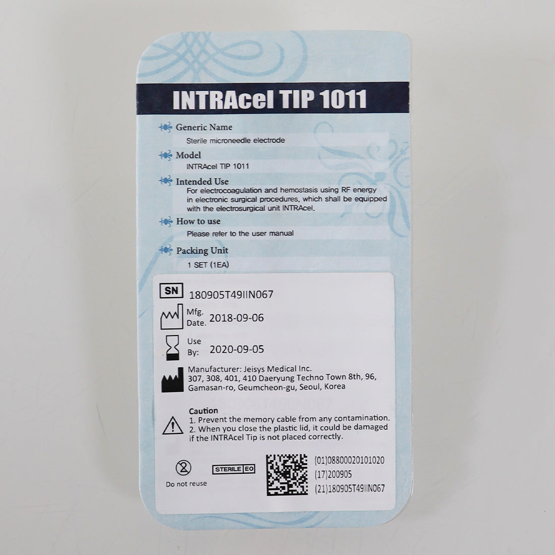 Jeisys Intracel Pro Microneedling Tip 1011 Electrode RadioFrequency RF Exp9/2020