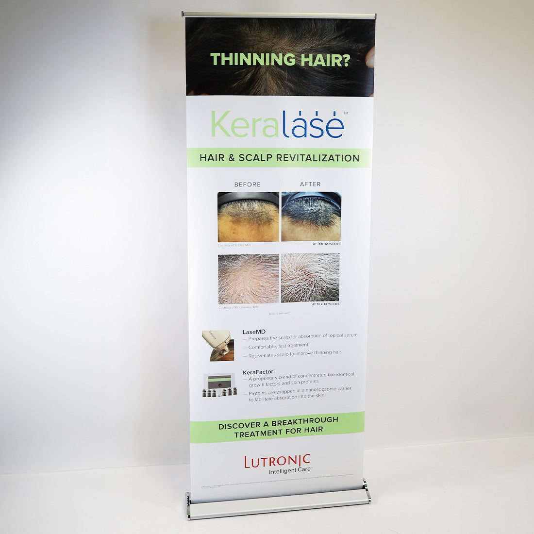Lutronic KeraLase Hair and Scalp Revitalization Office Market Banner 34in x 82in