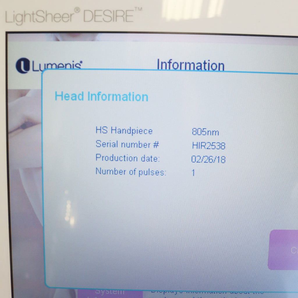 2018 Lumenis LightSheer Desire HS Handpiece 805 Diode Laser BAD Parts As-Is