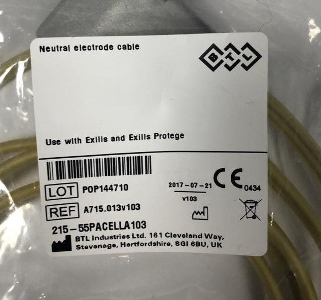 BTL Exilis Protege Neutral Electrode Cable Grounding Pad Return Dual Twin Plug