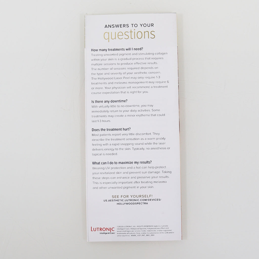 Lutronic Hollywood Spectra Be Camera Ready Office Marketing Brochure 10-Pack