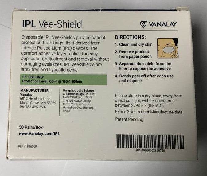 Vanalay Vee-Shield IPL Laser Patient Disposable Eye Protection Shields 50 Pairs