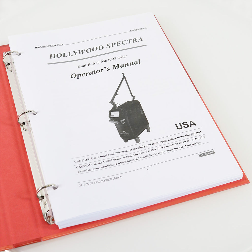 Lutronic Hollywood Spectra Operator's Manual Single Side Black and White Print