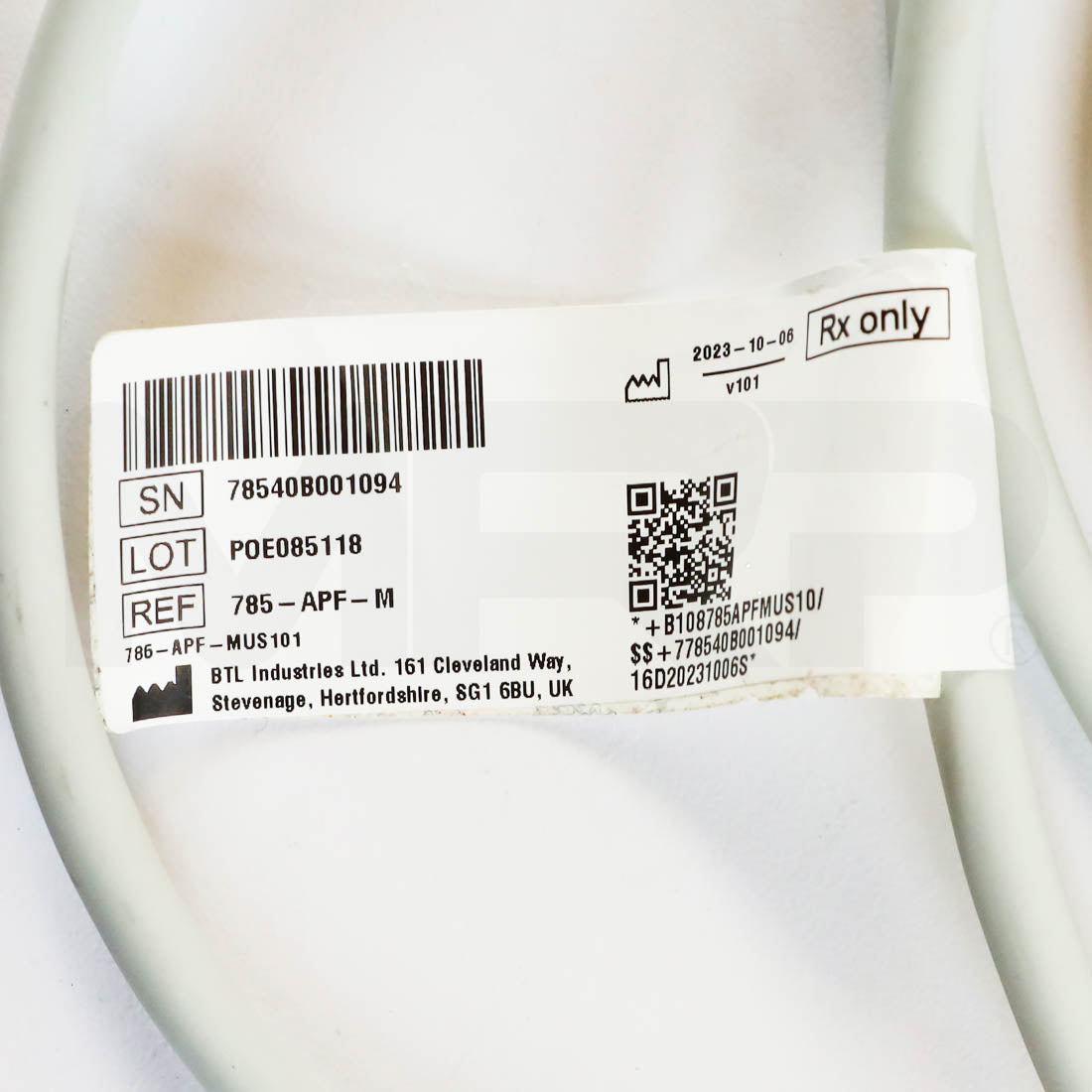 2023 BTL Exion System Fractional RF Applicator Serial Label