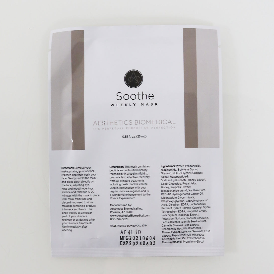 Aesthetics Biomedical Soothe Weekly Mask Skincare Facial Face Treatment x2 Pcs
