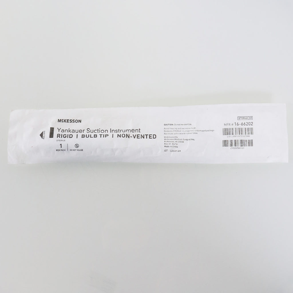 Yankauer Style Suction Instrument Tube Handle Non-Vented Rigid Bulb Tip 16-66202