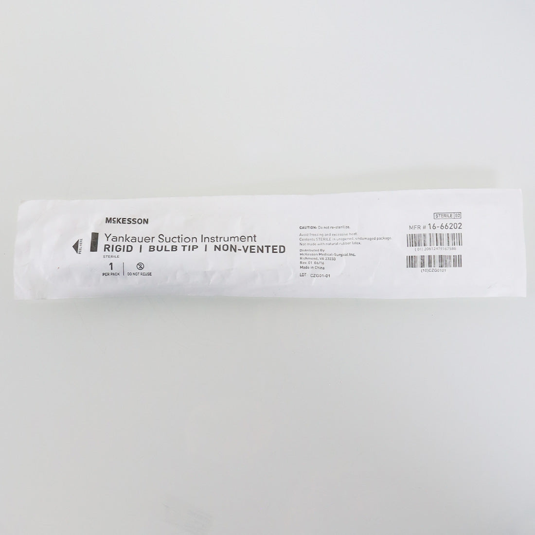 Yankauer Style Suction Instrument Tube Handle Non-Vented Rigid Bulb Tip 16-66202