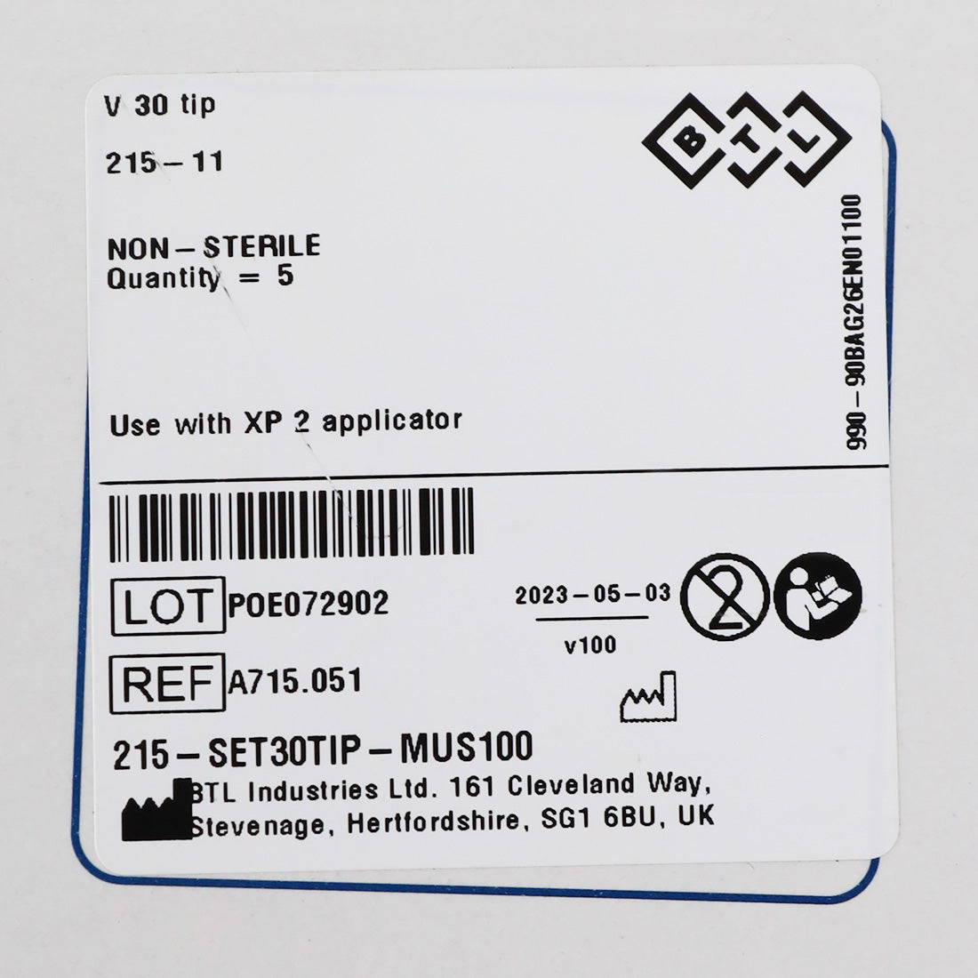 BTL Femme XP 2 Applicator Tip V-30 Tips 215-11 Non-Sterile 215-30Tip101 - Single