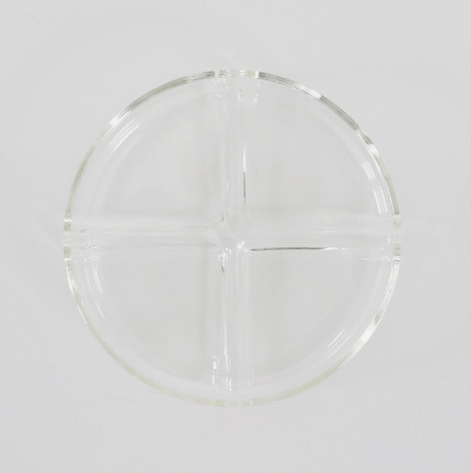 Pyrex Glass Round Bottom Base 3"x1" Divided Sections Tray Made in Germany