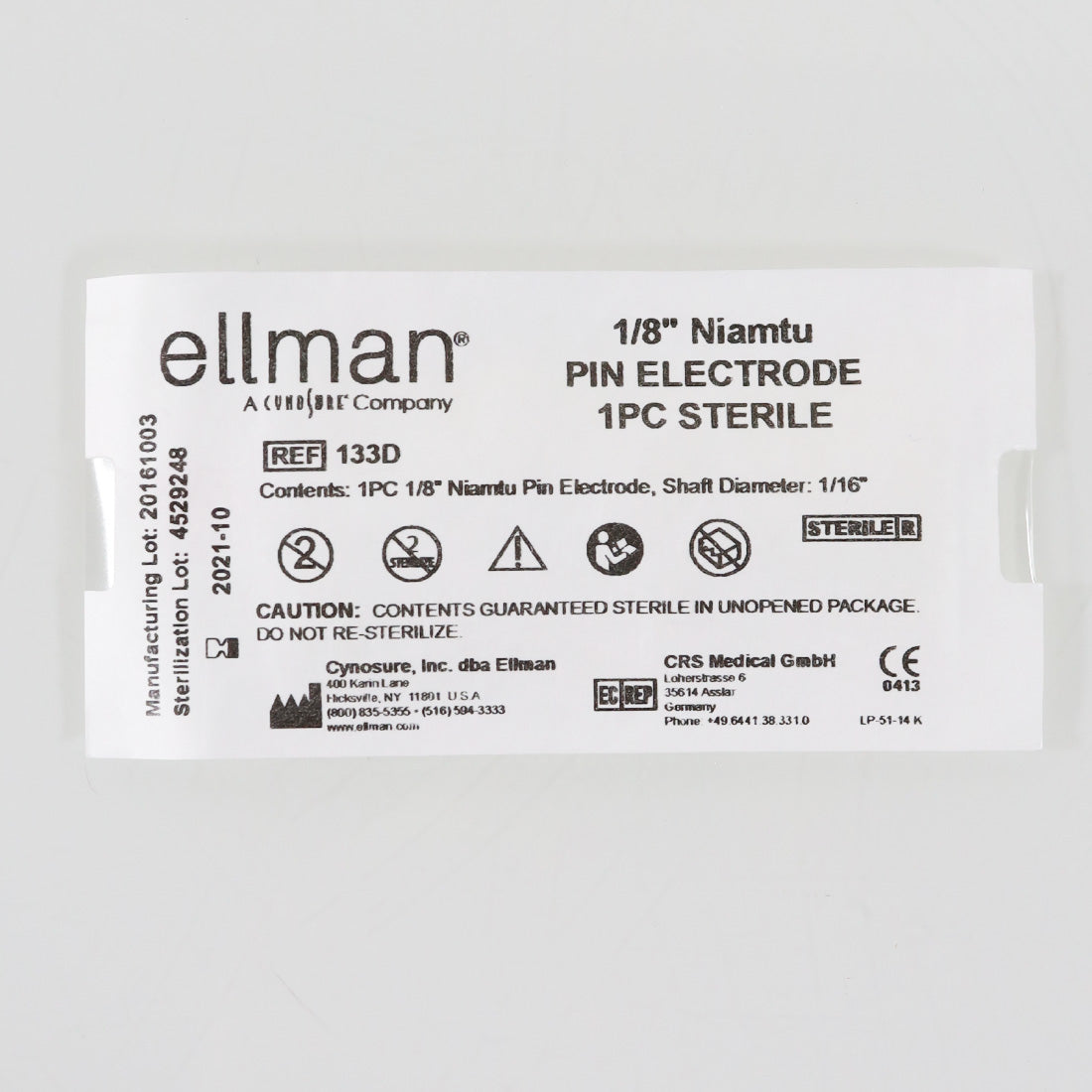 Ellman Cynosure 133D 1/8in Niamtu Pin Electrode 1/16in Shaft 24-Pack Exp_10/2021