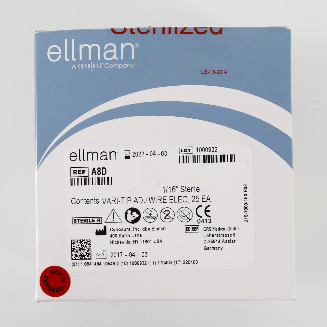 Ellman Cynosure A8D Vari-Tip ADJ Wire Electrode 1/16in Shaft 22-Pack Exp_04/2022