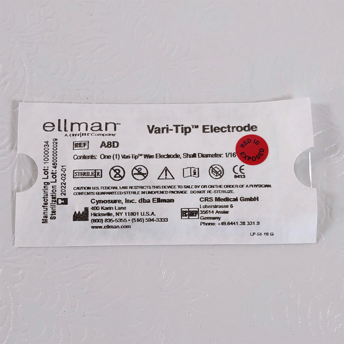 Ellman Cynosure A8D Vari-Tip ADJ Wire Electrode 1/16in Shaft - Single - Exp_2022