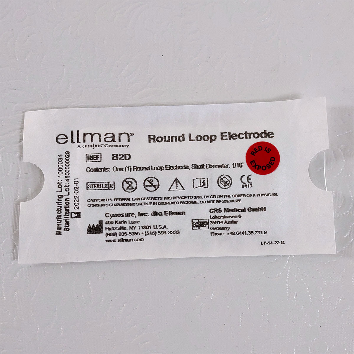 Ellman Cynosure B2D 3/8in Round Loop Electrode 1/16in Shaft - Single - Exp_2022