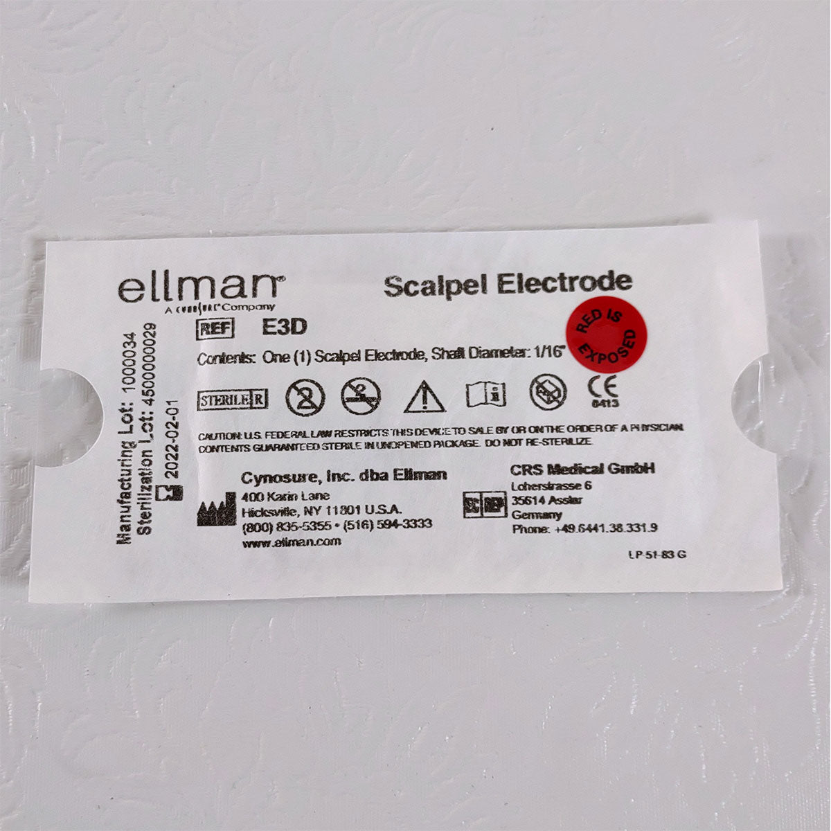 Ellman Cynosure E3D 1in Scalpel Electrode 1/16in Shaft - Single - Exp_2022