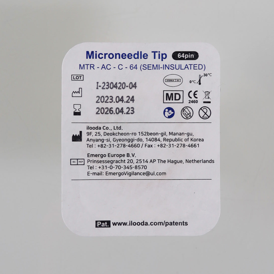 Ilooda SecretRF Microneedle Tip 64-Pin Semi-Insulated MTR-AC-C-64 - 10pk 06/2026